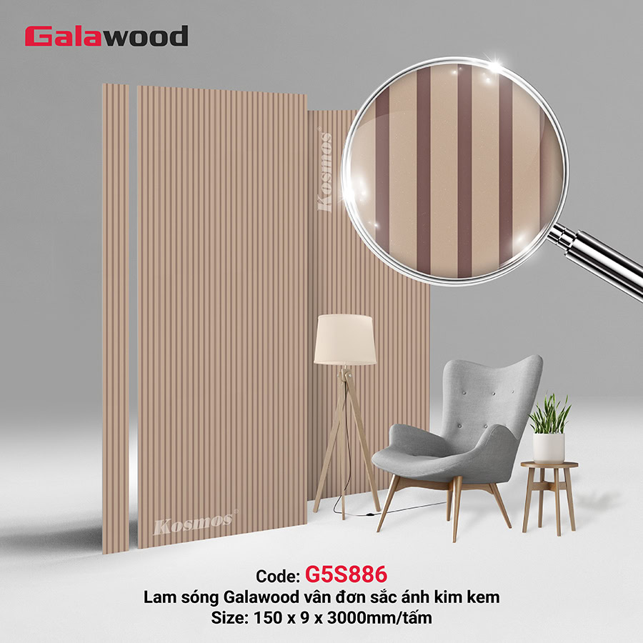 Lam sóng Galawood vân đơn sắc ánh kim kem G5S886
