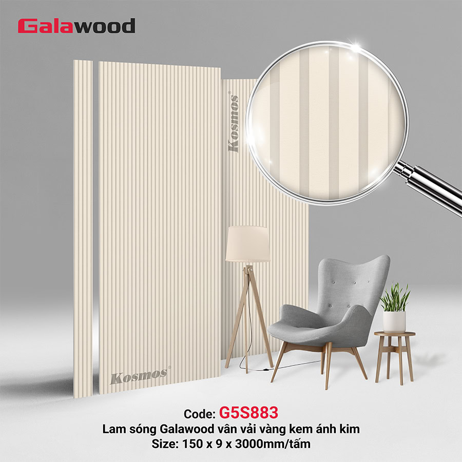 Lam sóng Galawood vân vải vàng kem ánh kim G5S883