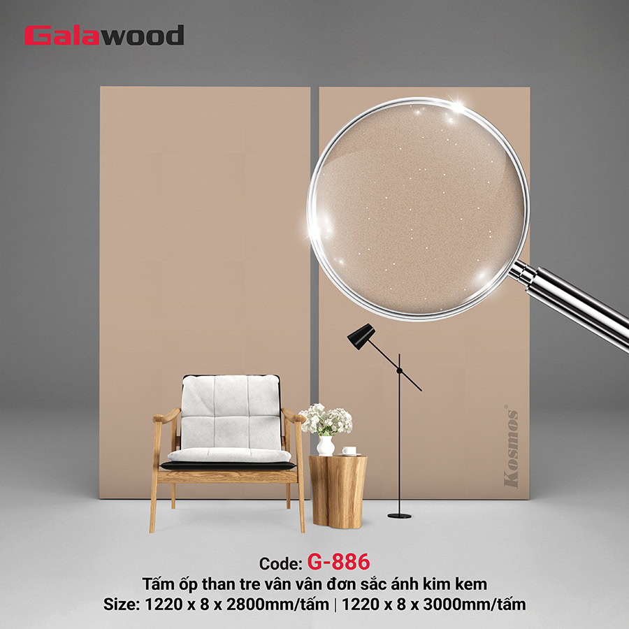 Tấm ốp sợi than tre ánh kim kem chống xước G-886