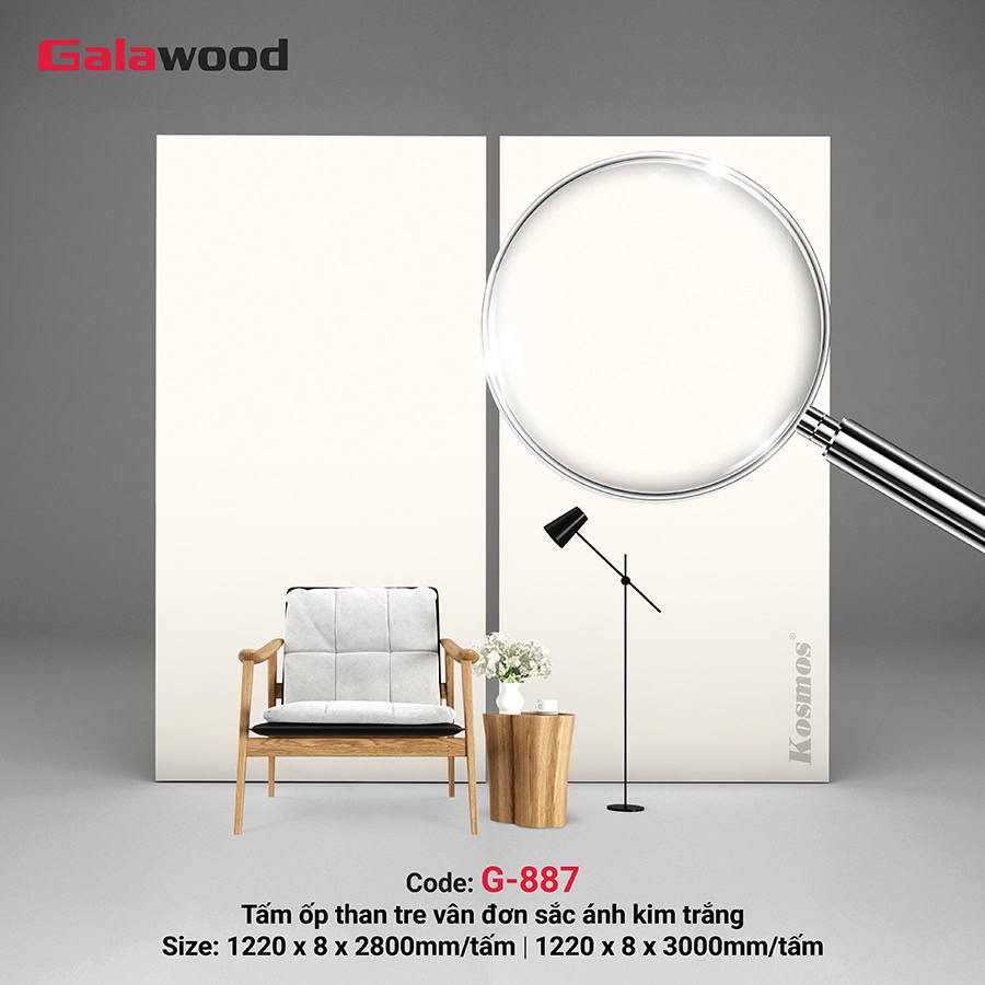 Tấm ốp than tre ánh kim trắng chống xước G-887