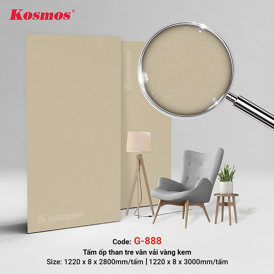 Tấm ốp tường/ốp trần than tre vân vải vàng ánh kim G-888 Galawood