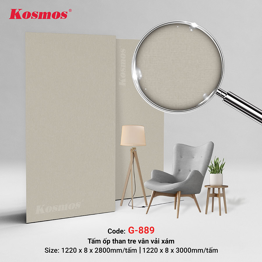 Tấm ốp than tre vân vải màu xám G-889 Galawood