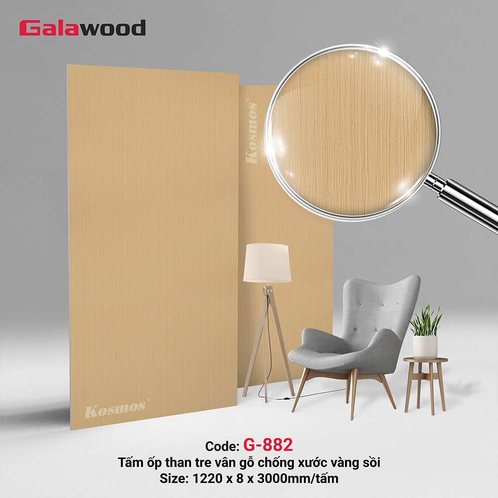 Tấm ốp than tre vân gỗ vàng sồi G-882 Galawood