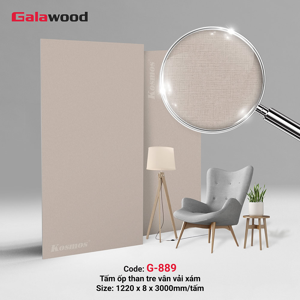 Tấm ốp than tre vân vải màu xám G-889 Galawood