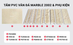 Bộ tấm ốp PVC vân đá Marble PVC2002 và phụ kiện 02