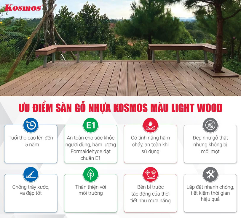 Advantages of Kosmos outdoor wood plastic flooring