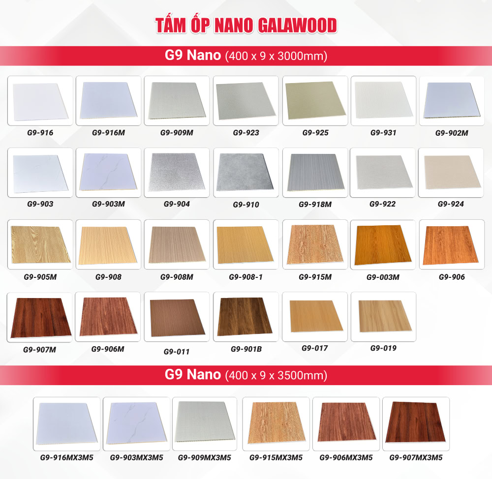 Bộ sưu tập tấm ốp Nano Galawood Bộ sưu tập tấm ốp Nano Galawood