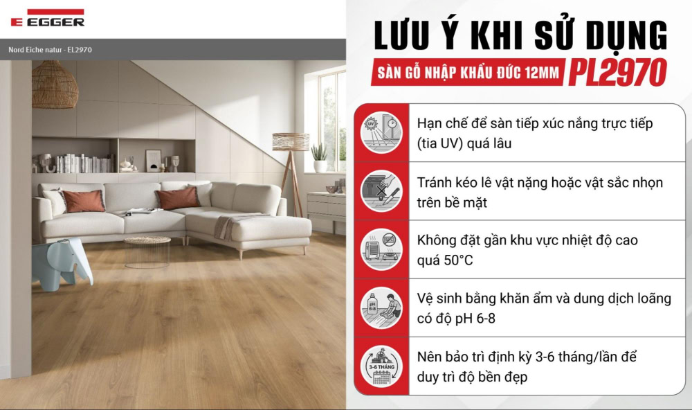 Lưu ý khi sử dụng sàn gỗ công nghiệp 12mm PL2970