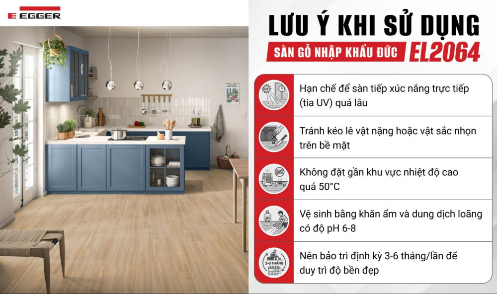 Lưu ý khi sử dụng sàn gỗ nhập khẩu Đức EL2064

