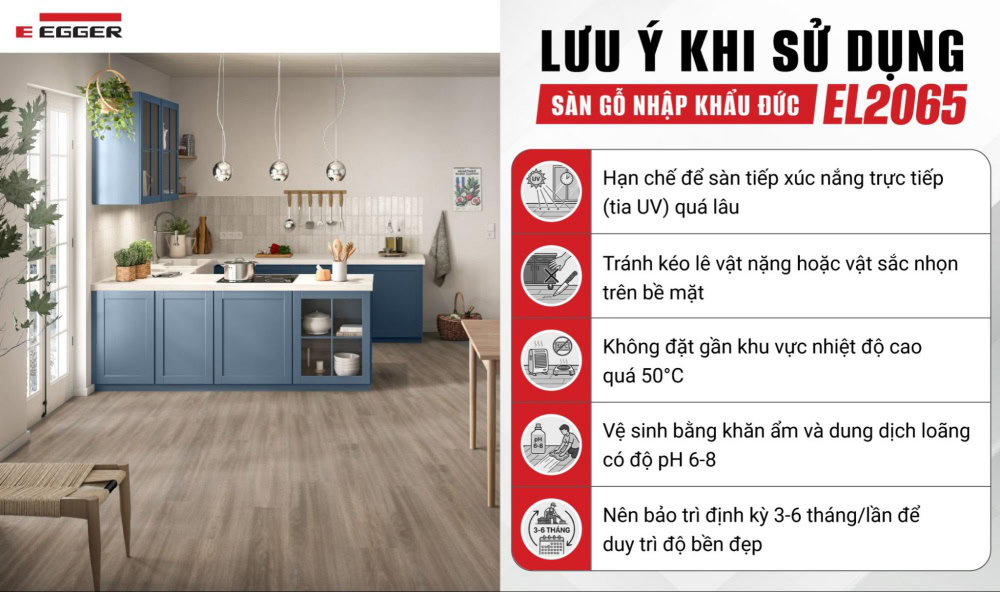 Lưu ý khi sử dụng sàn gỗ nhập khẩu Đức EL2065
