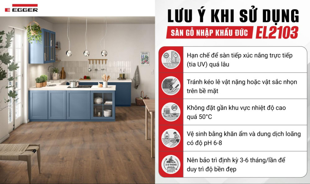 Lưu ý khi sử dụng sàn gỗ nhập khẩu Đức EL2103

