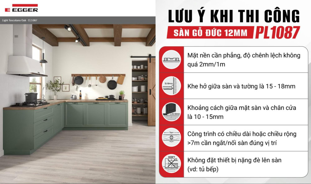 Lưu ý khi thi công sàn gỗ 12mm PL1087