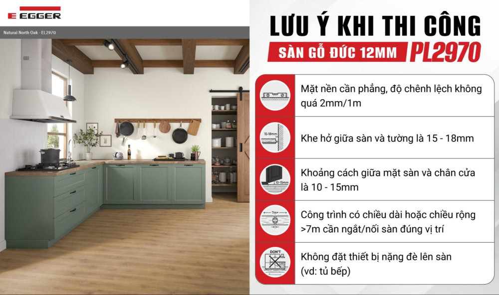Lưu ý khi thi công sàn gỗ 12mm PL2970