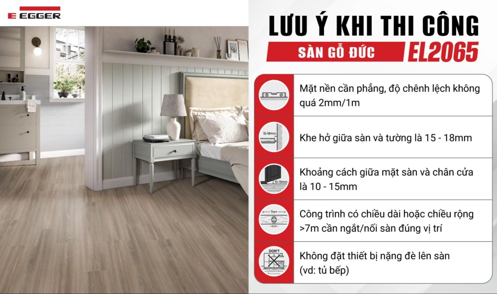 Lưu ý khi thi công sàn gỗ nhập khẩu Đức EL2065
