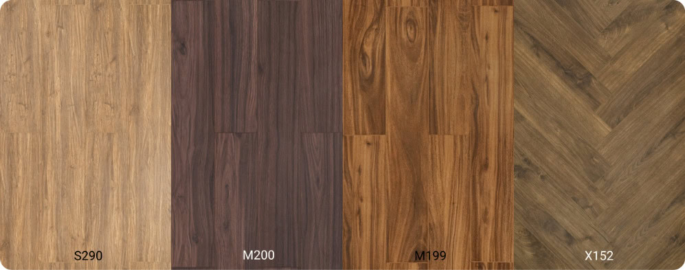 Mẫu màu sàn gỗ công nghiệp Việt Nam tông nâu ấm cúng: S290, M200, M199, X152 Mẫu màu sàn gỗ công nghiệp Việt Nam tông nâu ấm cúng: S290, M200, M199, X152
