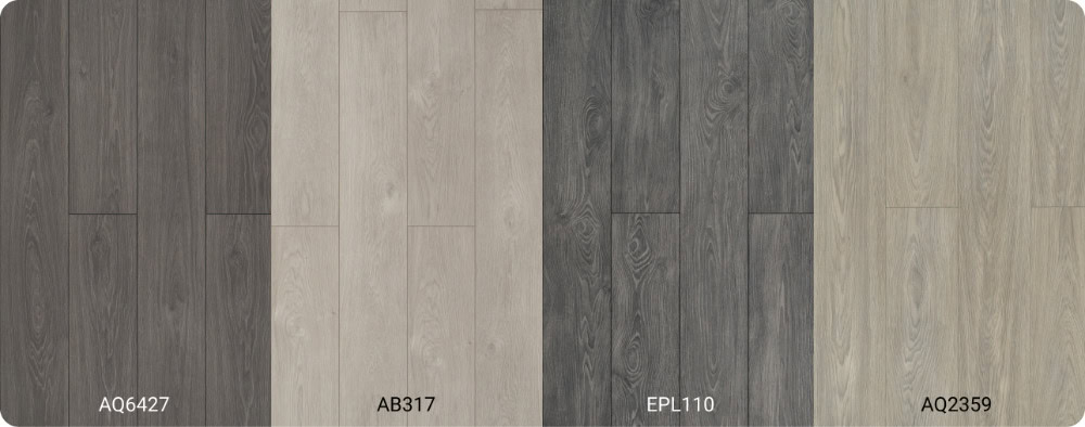 Mẫu sàn gỗ công nghiệp tông màu xám hiện đại: AQ6427, AB317, EPL110, AQ2359 Mẫu sàn gỗ công nghiệp tông màu xám hiện đại: AQ6427, AB317, EPL110, AQ2359