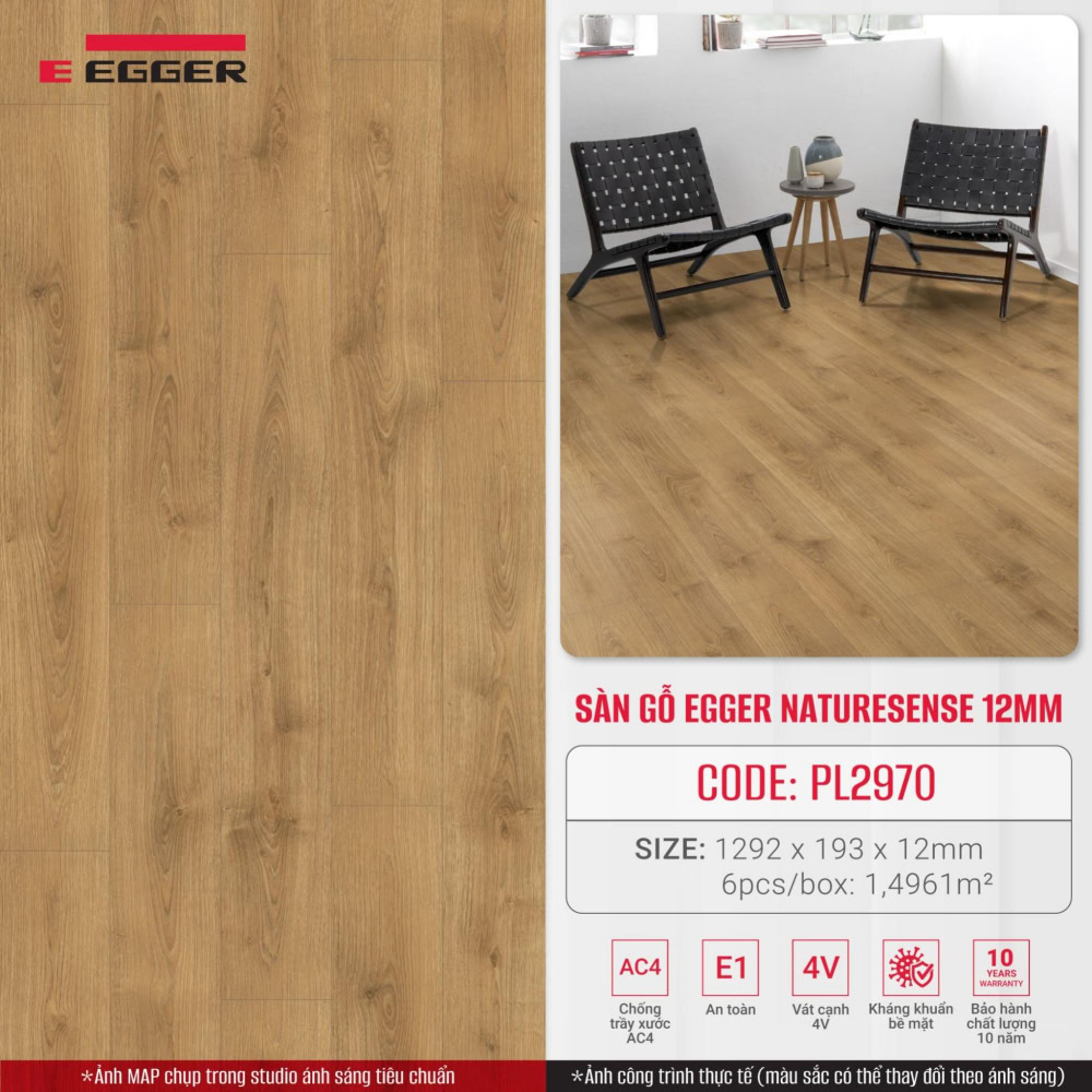 Naturesense 12mm PL2970 là dòng sàn gỗ nhập khẩu Đức, tông màu vàng sồi nhạt