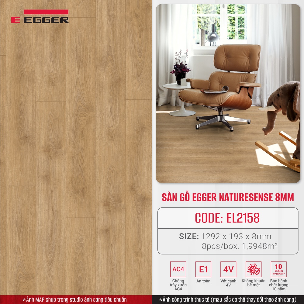 Sàn gỗ Đức Naturesense 8mm EL2158 (Light Brown North Oak)