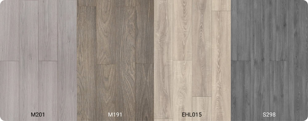 Sàn gỗ màu xám trung tính & xám sẫm tinh tế: M201, M191, EHL015, S298 Sàn gỗ màu xám trung tính & xám sẫm tinh tế: M201, M191, EHL015, S298