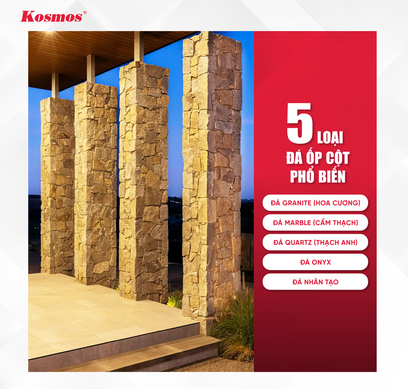 5 loại đá ốp cột phổ biến