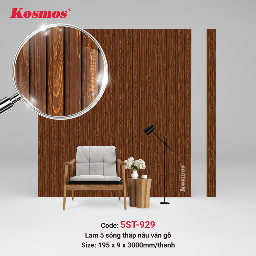 Lam 5 sóng thấp nâu vân gỗ phù hợp với nhiều không gian Lam 5 sóng thấp nâu vân gỗ phù hợp với nhiều không gian