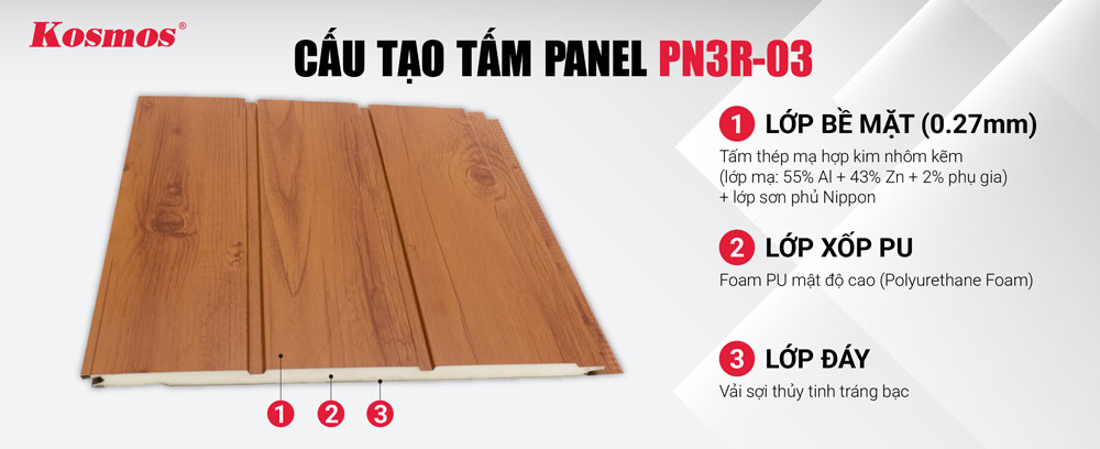 3 lớp cấu tạo của vật liệu Panel tôn xốp cách nhiệt PN3R-03 cánh gián - mặt bóng 3 lớp cấu tạo của vật liệu Panel tôn xốp cách nhiệt PN3R-03 cánh gián - mặt bóng