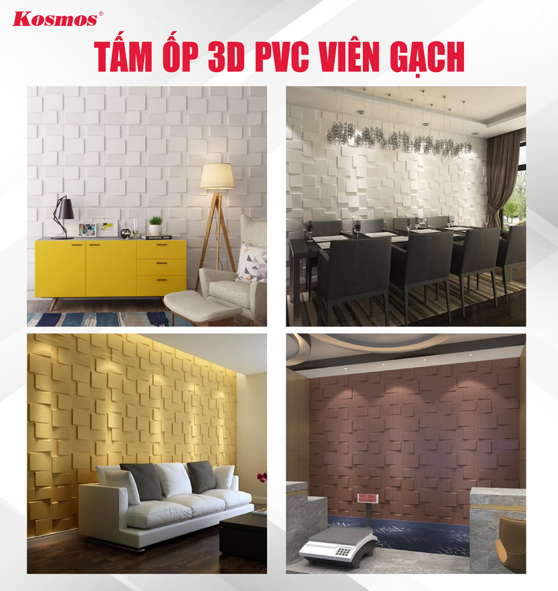 4 mẫu tấm ốp 3D PVC viên gạch đẹp 4 mẫu tấm ốp 3D PVC viên gạch đẹp