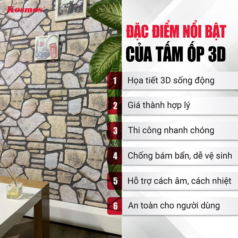 6 đặc điểm nổi bật của tấm ốp 3D
