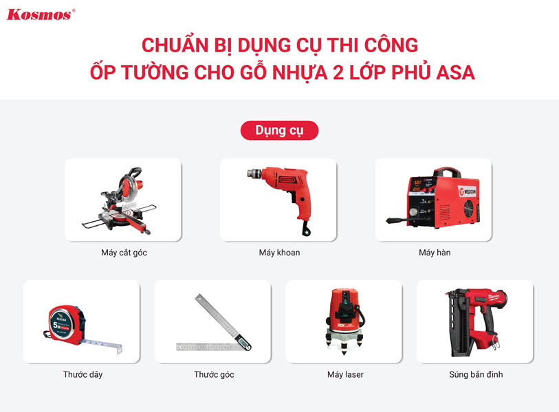 7 dụng cụ thi công ốp tường cho lam sóng gỗ nhựa 2 lớp phủ ASA 7 dụng cụ thi công ốp tường cho lam sóng gỗ nhựa 2 lớp phủ ASA