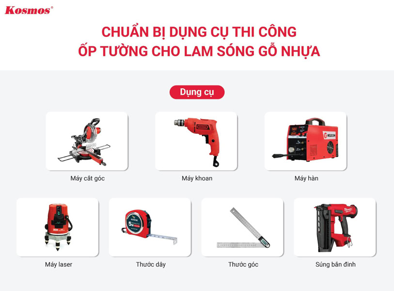 7 dụng cụ thi công ốp tường cho lam sóng gỗ nhựa