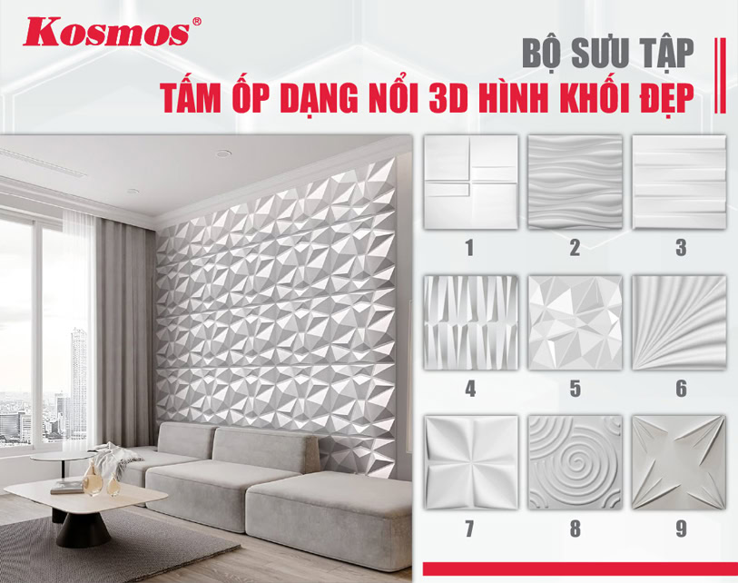 Bộ sưu tập tấm ốp dạng nổi 3D hình khối đẹp