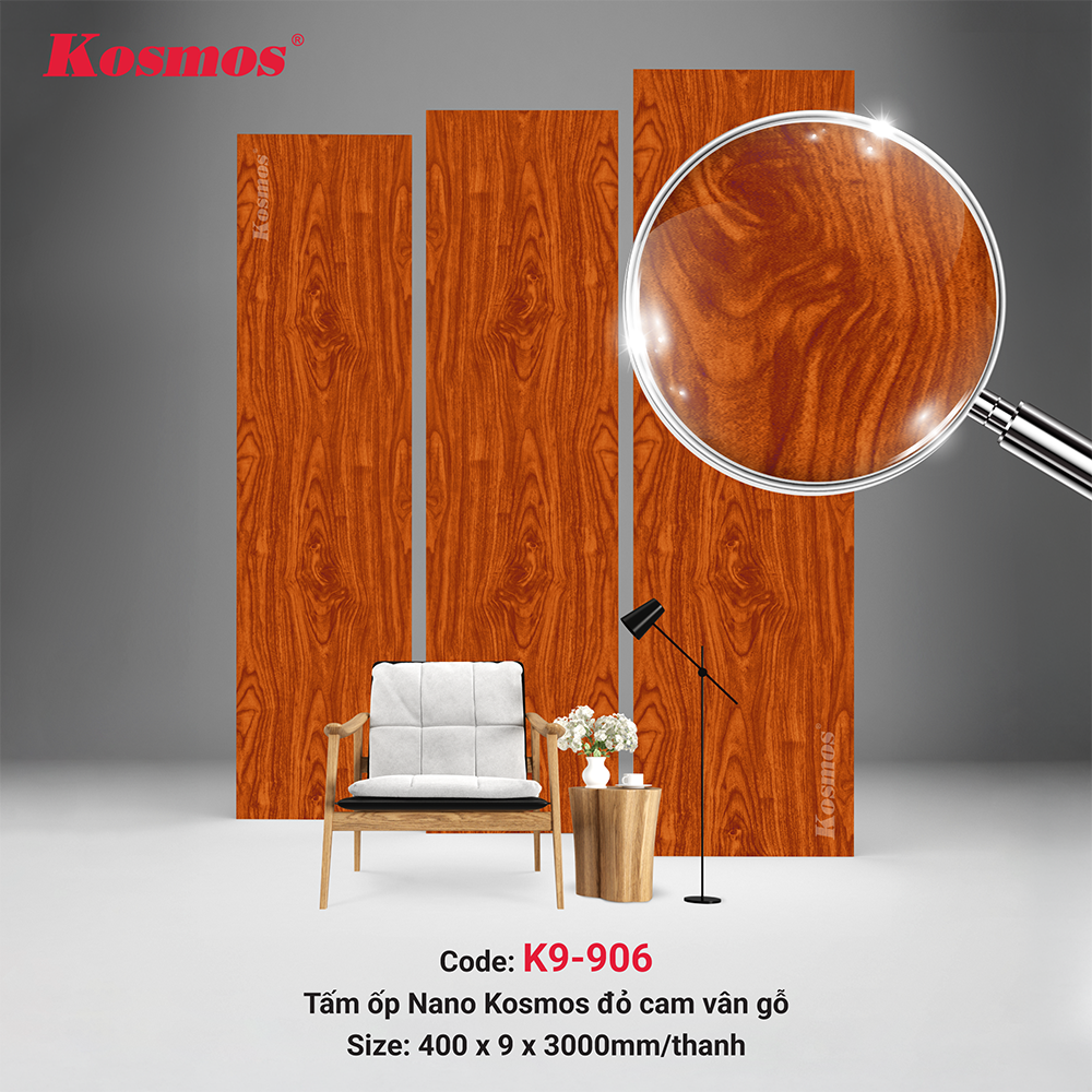 Nano plastic panel K9-906 red orange wood grain