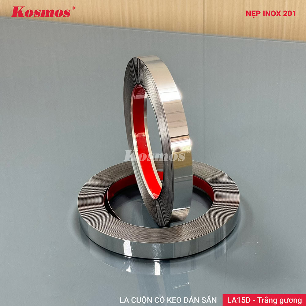 Nẹp la inox LA15D-TG màu trắng gương