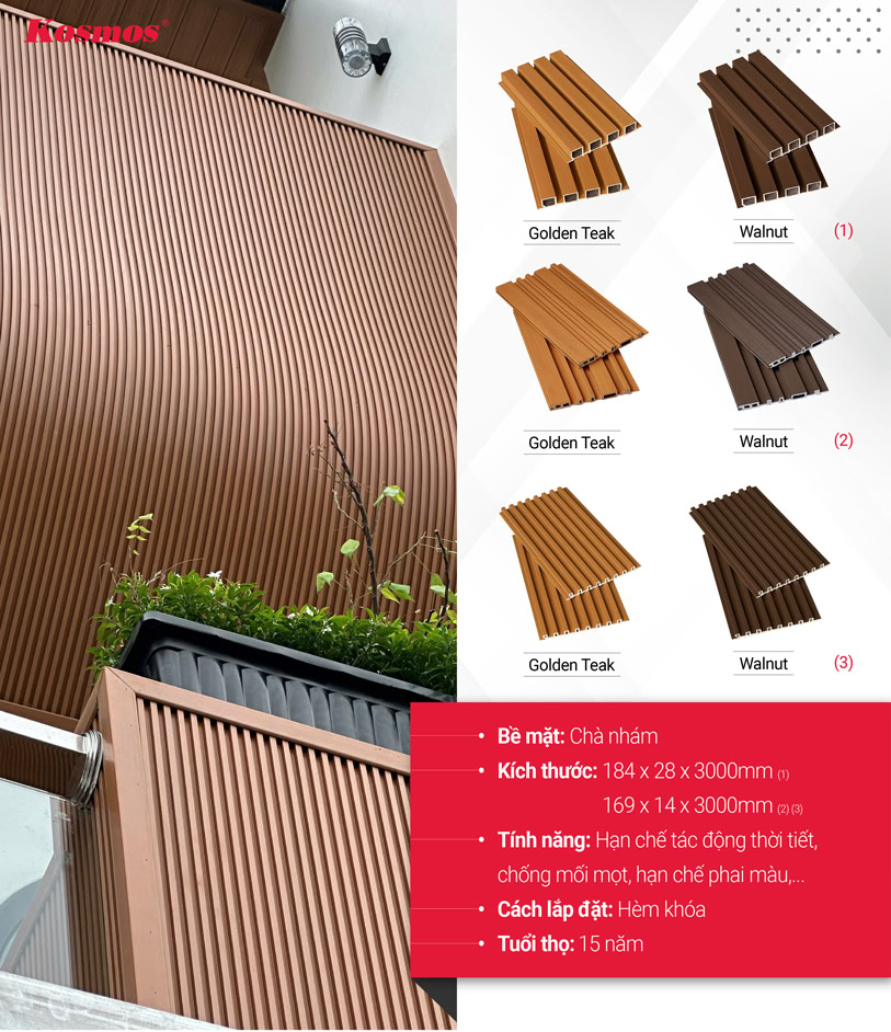 Lam sóng gỗ nhựa 2 phủ ASA