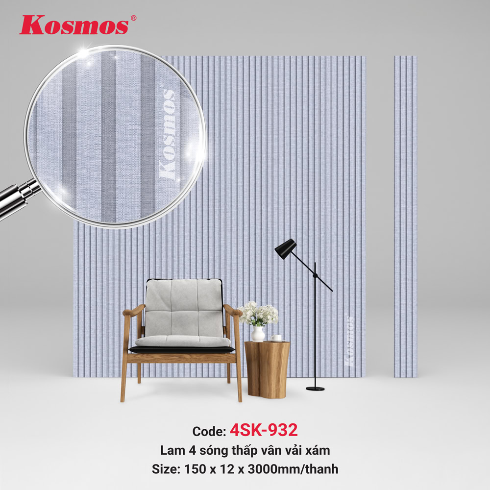 Lam 4 sóng thấp 4SK-932 vân vải xám mang tính thẩm mỹ cao Lam 4 sóng thấp 4SK-932 vân vải xám mang tính thẩm mỹ cao