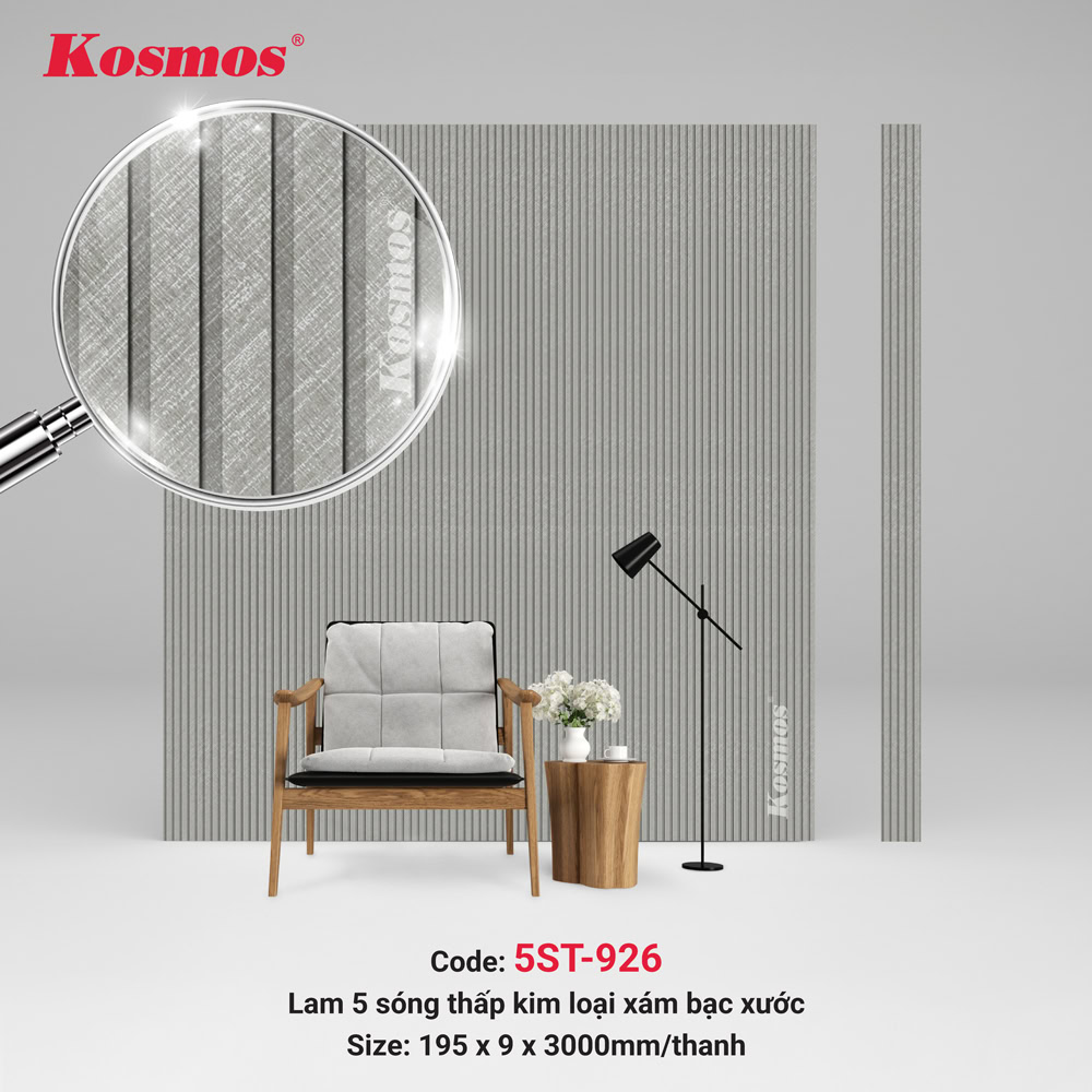 Lam 5 sóng thấp 5ST-926 kim loại xám bạc xước mang tính thẩm mỹ cao Lam 5 sóng thấp 5ST-926 kim loại xám bạc xước mang tính thẩm mỹ cao