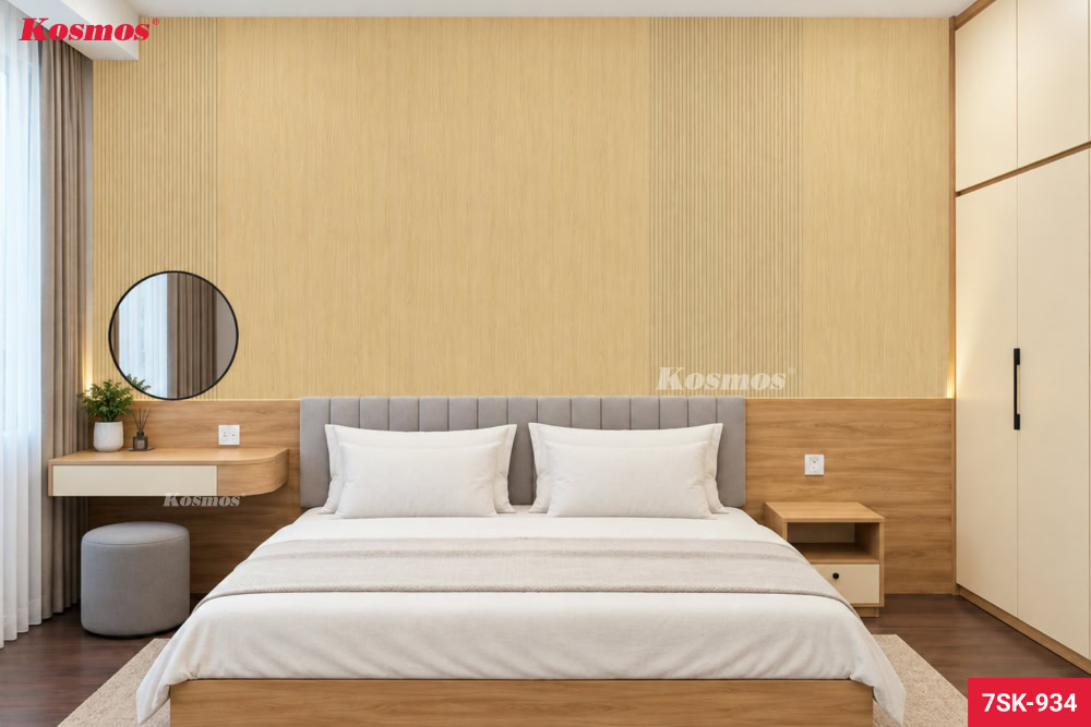 Sử dụng lam 7 sóng 7SK-934 ốp vách trang trí phòng ngủ
