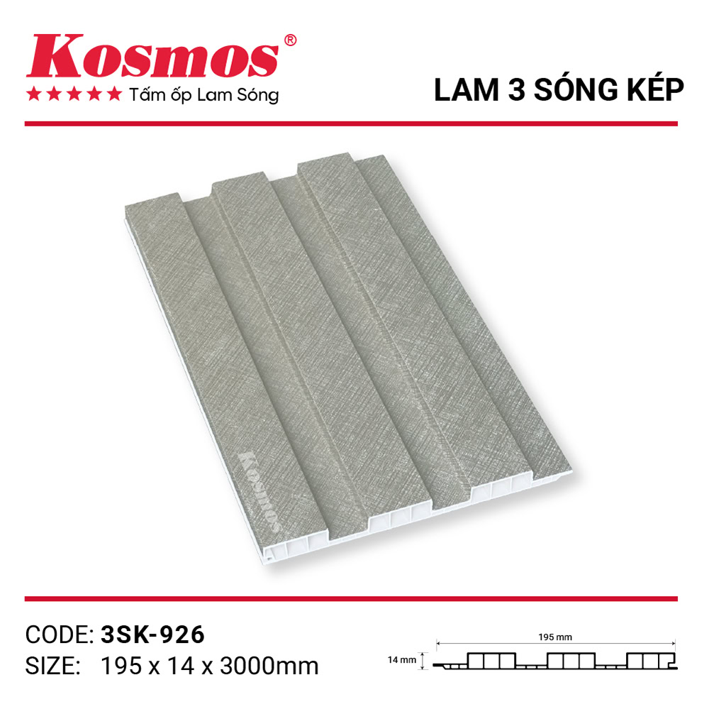 Tấm ốp lam 3 sóng thấp 3SK-926 kim loại xám xước bạc