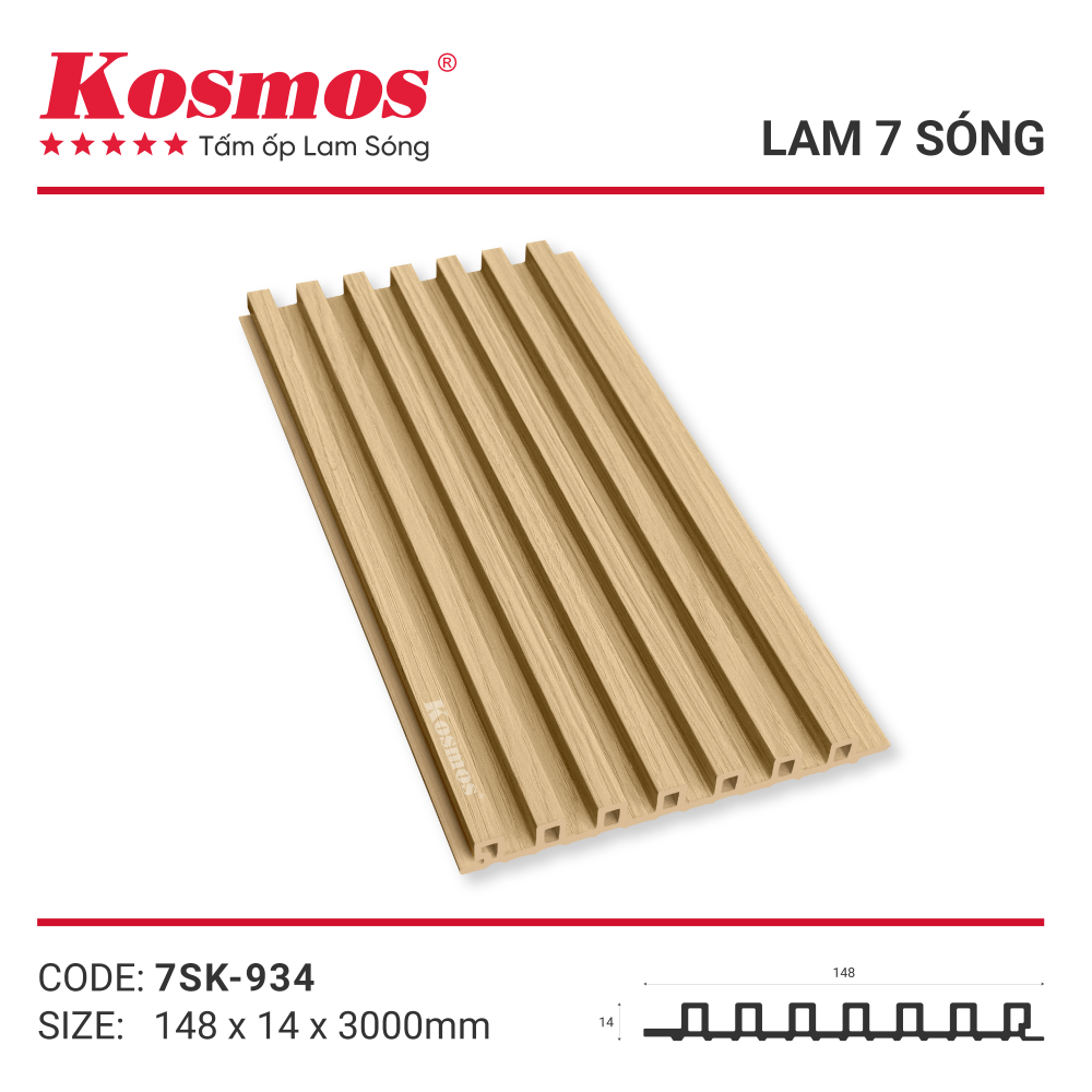 Tấm ốp lam 7 sóng 7SK-934 vàng sồi vân gỗ Tấm ốp lam 7 sóng 7SK-934 vàng sồi vân gỗ