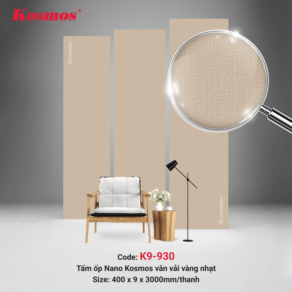 Tấm ốp nhựa vân vải vàng nhạt K9-930 mang tính thẩm mỹ cao