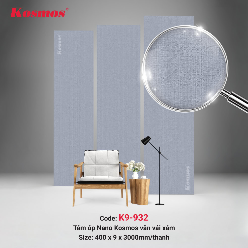 Tấm Nano K9-932 mang vẻ đẹp tinh tế từ họa tiết vân vải xám