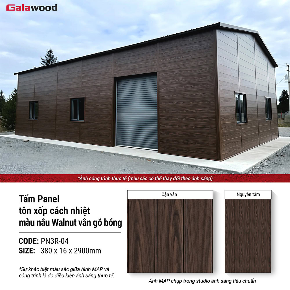 Hình ứng dụng tấm Panel PN3R-04 màu nâu Walnut vân gỗ bóng Hình ứng dụng tấm Panel PN3R-04 màu nâu Walnut vân gỗ bóng