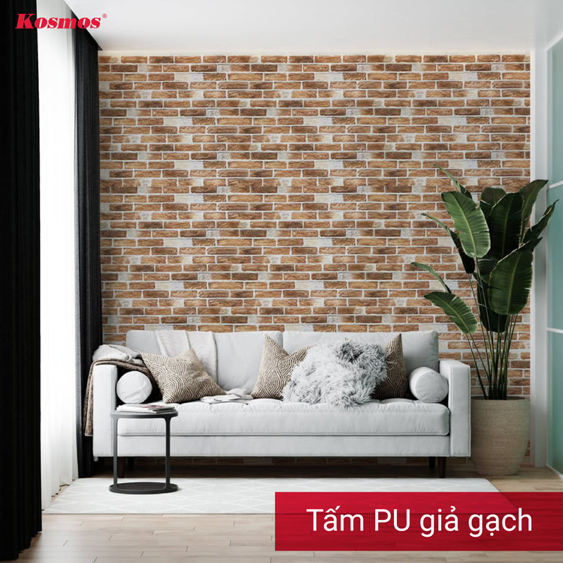 Tấm PU giả gạch trang trí tường phòng khách Tấm PU giả gạch trang trí tường phòng khách
