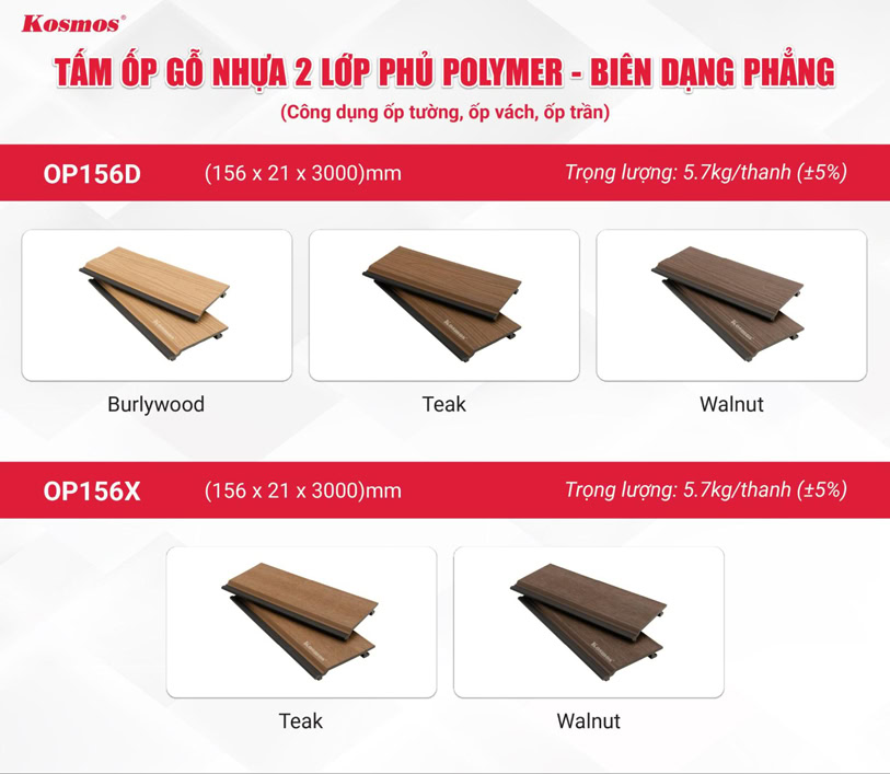 Bộ sưu tập tấm ốp gỗ nhựa 2 da OP156 Bộ sưu tập tấm ốp gỗ nhựa 2 da OP156