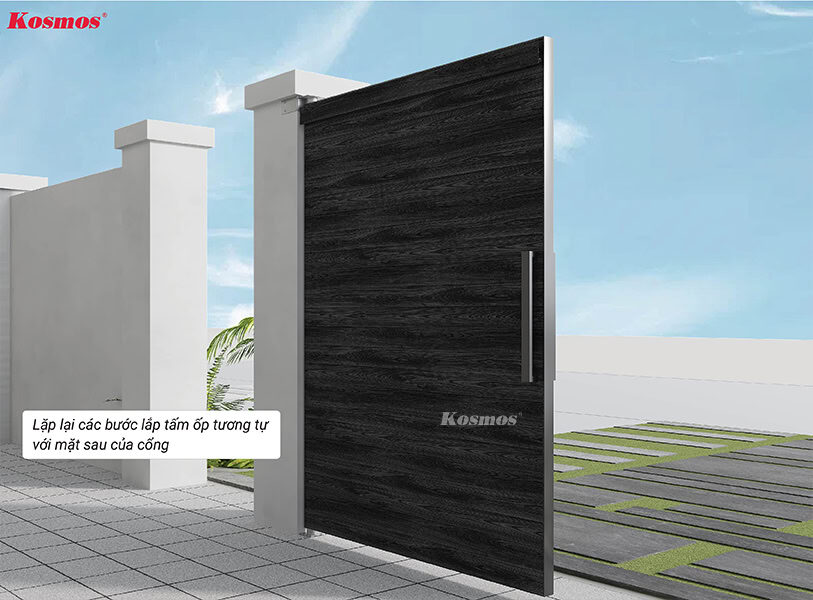 Lặp lại các bước lắp tấm ốp tương tự với mặt sau của cổng