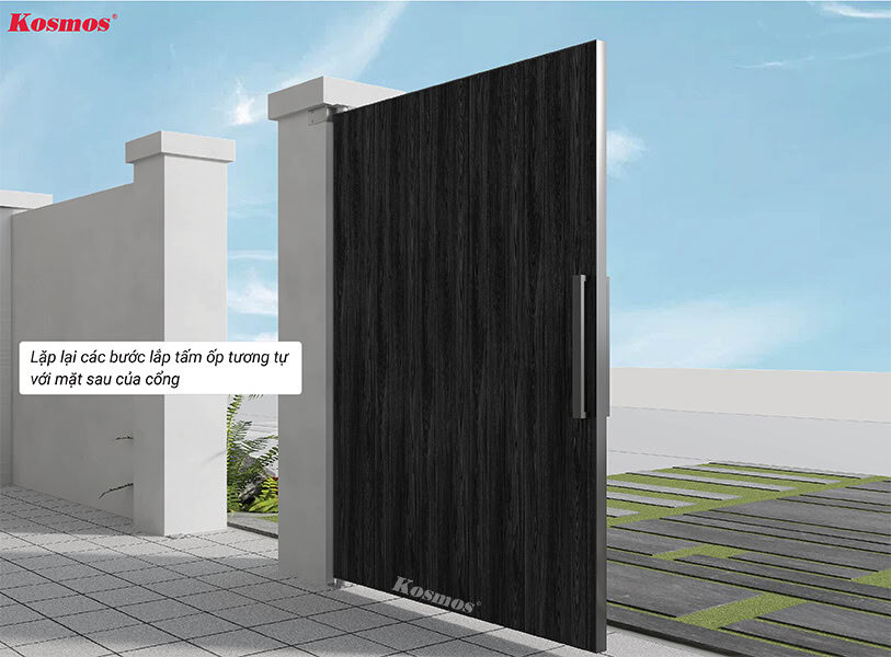 Lặp lại các bước lắp tấm ốp tương tự với mặt sau của cổng