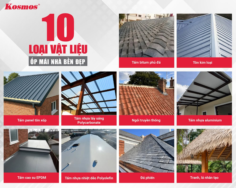 10 loại vật liệu lợp mái nhà nhẹ, bền, ứng dụng linh hoạt 10 loại vật liệu lợp mái nhà nhẹ, bền, ứng dụng linh hoạt