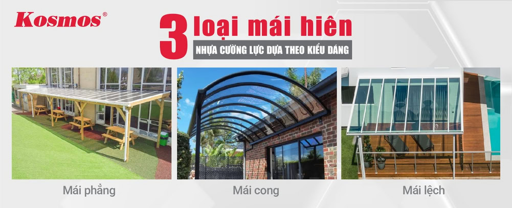 3 phân loại mái hiên nhựa Poly dựa theo kiểu dáng