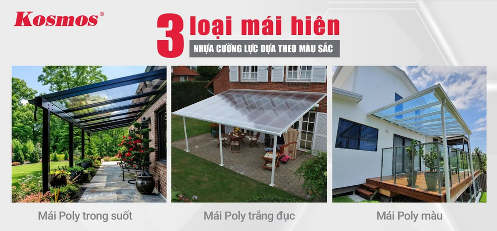3 phân loại mái hiên nhựa Poly dựa theo màu sắc