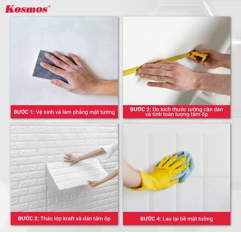4 bước thi công dán tấm ốp xốp lên bề mặt tường 4 bước thi công dán tấm ốp xốp lên bề mặt tường